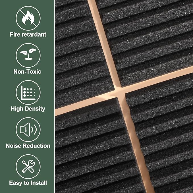 50 Pack Acoustic Foam Panels,2"X 12" X 12"Sound Proof Foam PanelsHigh Density Sound Absorbing Panels,Soundproof Wedges Panels for Studio Recording & Office & Home
