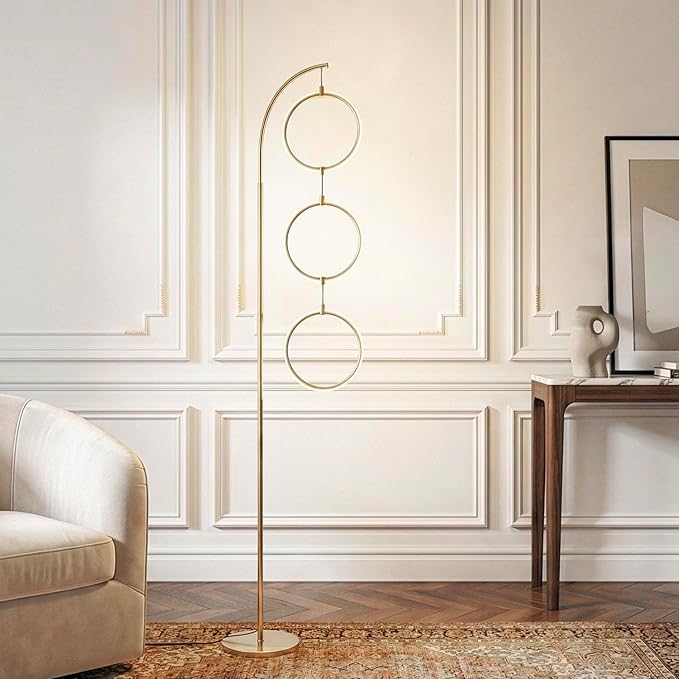 Brightech Nova 74 in. Antique Brass Industrial 3-Light LED Energy Efficient Floor Lamp with Built-in 3-Way Dimmer Function FL-NVA-BRS