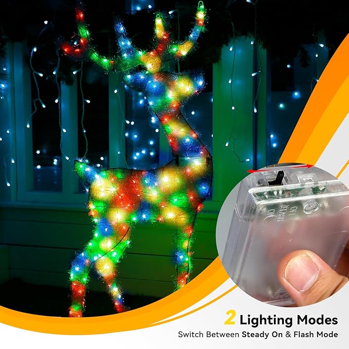 4 Pack 240LED Christmas Multicolor Fairy Lights Battery Operated - 20FT Twinkle Lights with 2 Lighting Modes Indoor Outdoor, Waterproof Led Fairy String Light for Bedroom, Dorm, DIY, Christmas Decor