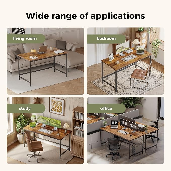 Mericonia 55x20 Inch Computer Desk, 0.6" Thick Small Office Table | Modern Simple Style, Study & Writing Table for Home Bedroom Work, Brown