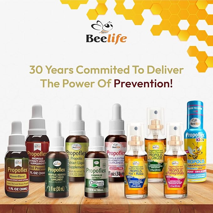 Beelife Propoflex Green Propolis Extract - No Alcohol Bee Propolis Tincture, High Artepillin-C Levels - Antioxidant-Rich Liquid Supplement for Wellness - Natural & Kosher - Made in Brazil, 1 Fl. Oz.