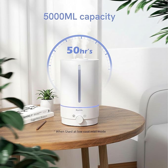 BlueHills Premium Set of Two Large 5000 ML XL and 2000 ML Essential Oil Diffusers Humidifier Combo for Large Room Home with Décor LED Lights Great Gift – White
