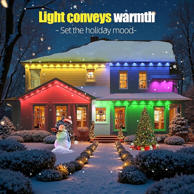 Permanent Outdoor Lights, 200ft RGB+IC Smart LED Eaves Lights, IP67 Waterproof Permanent Outdoor Lighting with App/Remote for Daily, Christmas, Halloween,Valentine's Day, Holiday, Party Outdoor Decor