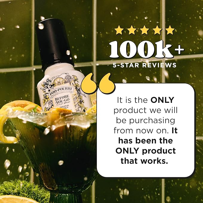 Poo-Pourri Before-You-Go Toilet Spray, Original Citrus, 2 Fl Oz, Up to 100 Uses, Bathroom Odor Deodorizer with Essential Oils for Home or Work, Travel Essentials, TSA Approved Size, Lemon Bergamot