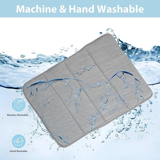 Dog Cooling Mat for Large Dogs - 41x27 Orthopedic Memory Foam Pet Pad for Summer, QMAX>0.5, Washable Premium Comfort Crate Pad for Your Furry Companion, Grey