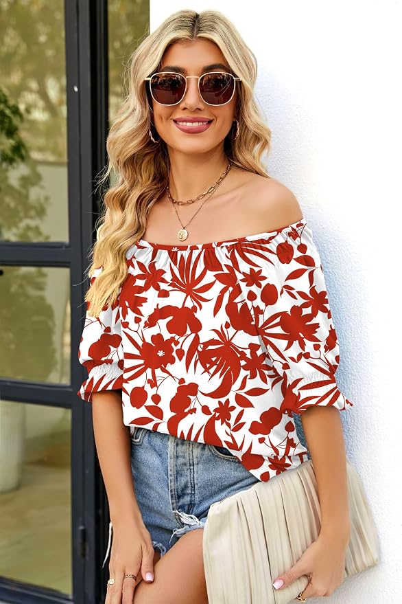 WIHOLL Womens Short Sleeve Square Neck Summer Tops Dressy Casual Blouses Trendy Clothes 2026