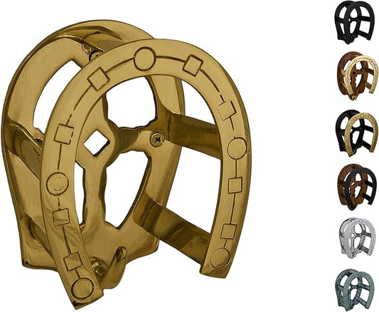 Brass Horseshoe Bridle Bracket, Bridle Hook, Bridle Rack (Black)