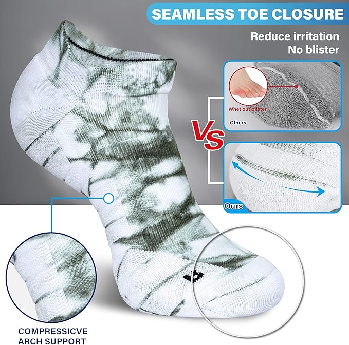Hylaea Athletic Running Socks Cushion Padded Moisture Wicking Low Cut