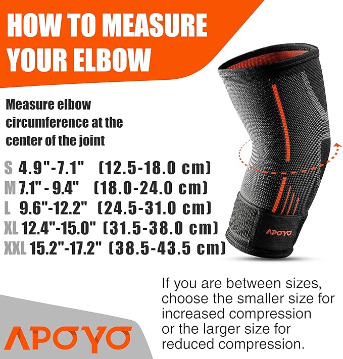 APOYO Elbow Brace for Tendonitis and Tennis Elbow, Compression Sleeve for Arthritis, Workouts, Reduce Joint Pain During Fitness Activity (XX-Large)