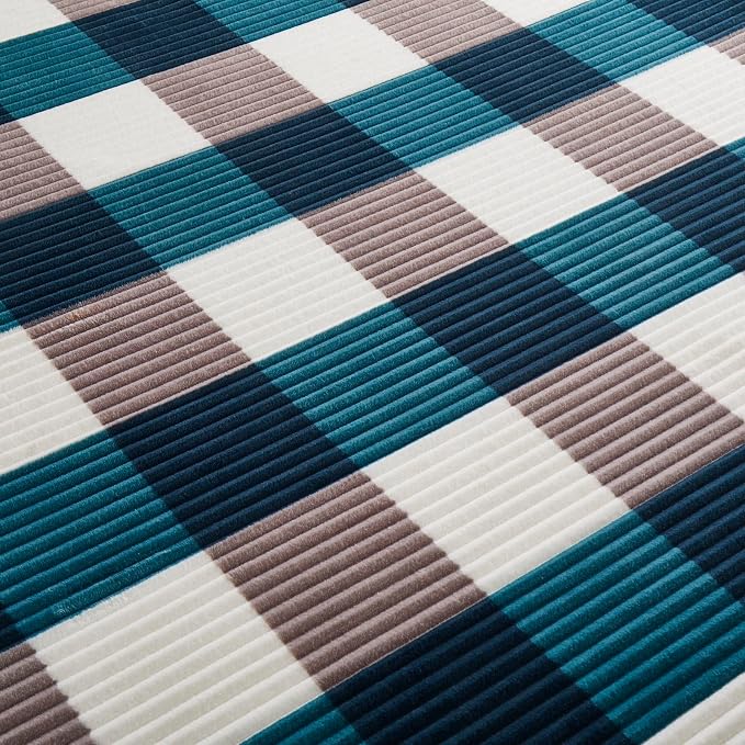 PU MEI Sherpa Blanket Twin Plaid Thick Bed Blanket, 60”*80” Super Soft Flannel Fuzzy Fleece Reversible Velvet Plush Warm Blanket for Couch (Teal Check, 60"*80")