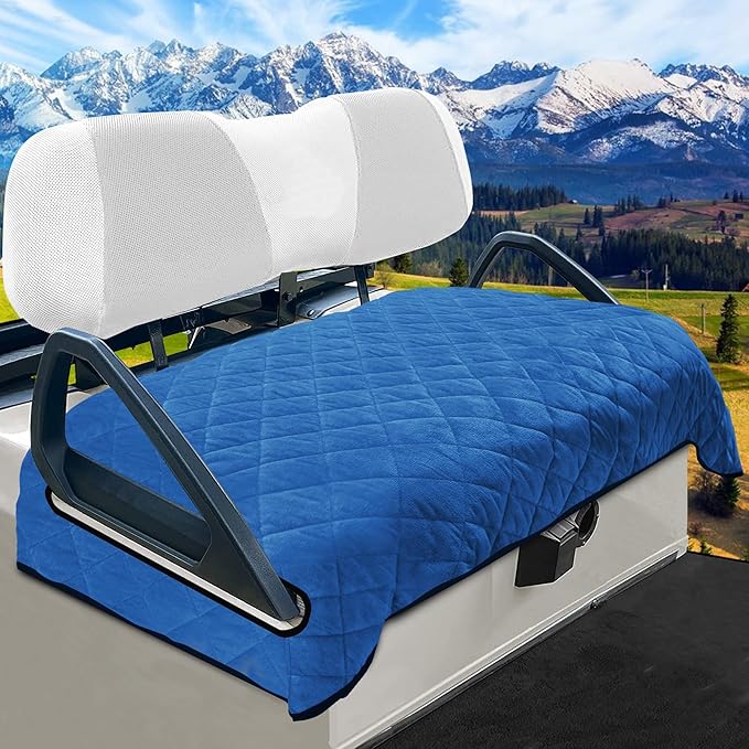 YOKYHOM Golf Cart Seat Covers, Golf Cart Seat Towel Blanket, Short Plush Surface, Soft and Comfortable, Suits EZGO, Yamaha, Club Car and Other 2-Seat Golf Carts, 51"x 30.5", Deep Blue