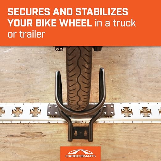 CargoSmart Motorcycle Wheel Chock — Connects to X-Track and E-Track Systems — Fits Up to 7” Wide Tires