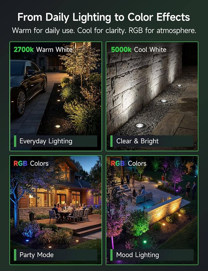 Smart RGBCW Outdoor In-Ground Well Light, 12V Low Voltage Landscape Lighting with App & Remote Control, Replaceable Bulb for Yard, IP65 Waterproof, Transformer and Wire Not Included, 1 Pack