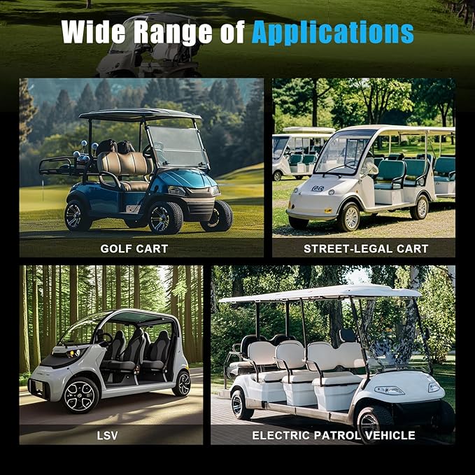 48V 105Ah Lithium Golf Cart Battery,48V Golf Cart Batteries with 22A Lithium Fast Charger,Built-in 200A BMS,Metal Casing,Supports Mobile APP,Touch Monitor,6000+ Cycles,Peak Current 600A