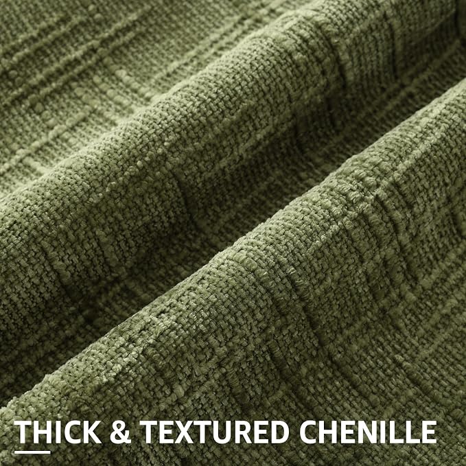 decorUhome Textured Chenille Throw Pillow Covers 24x24 Set of 2 Olive Green | Fall Modern Farmhouse Soft Cozy Slubby Couch Pillow Cases Boho Decorative Pillow Cases for Bed Sofa Living Room Home Decor