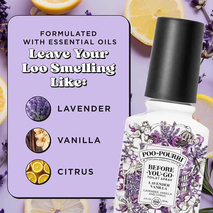 Poo~Pourri Lavender Vanilla, Lavender + Vanilla + Citrus, Before-You-Go Toilet Spray, 2 Oz