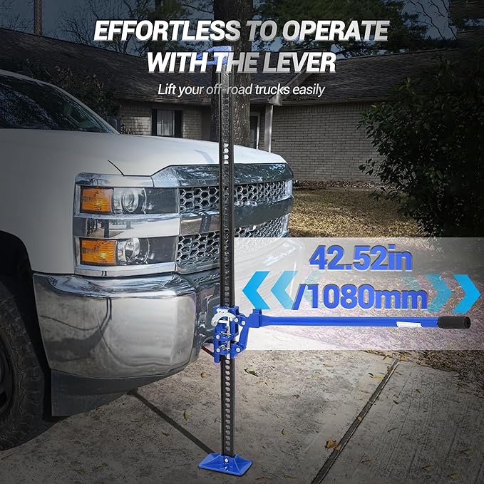 GarveeTech 60" Farm Jack, 3 Ton Capacity Ratcheting Off Road, Utility Heavy-Duty F-arm J-ack for Tractor, Truck, SUV, Lift Height 5.12-52 inches