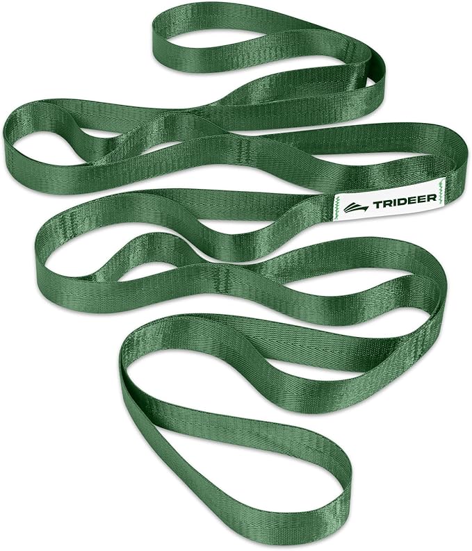 Trideer Stretching Strap Yoga Strap Physical Therapy for Home Workout, Exercise, Pilates and Gymnastics, 10 Loops Non-Elastic Stretch Bands with Aesthetic Packaging for Women & Men
