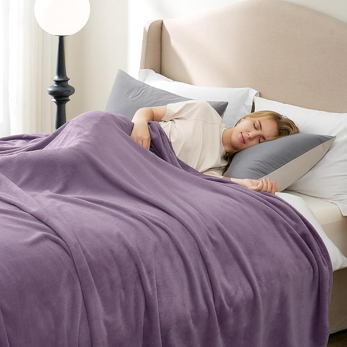 Hansleep Full Fog Purple Fleece Blanket, Soft Flannel Bed Blanket | Fuzzy Cozy Blanket 84x90 Inches, Multi-use for Bed, Sofa, Couch, Travel, Camping, All Season Warm Lightweight Cover