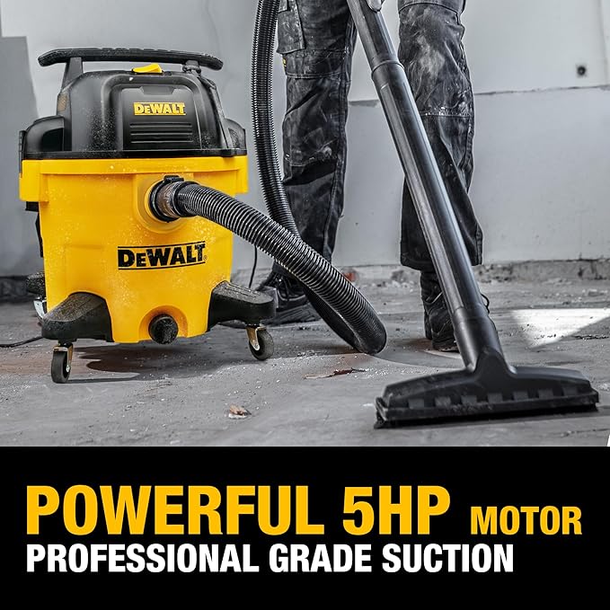 DEWALT 10 Gallon 5.0 Peak HP STEALTHSONIC Shop Vacuum Wet and Dry, Ultra Quiet Wet Dry Vac, Ideal for Jobsite, Garage, Car & Workshop, DXV10P-QT with Attachments & Powerful Suction, Portable Cleaning