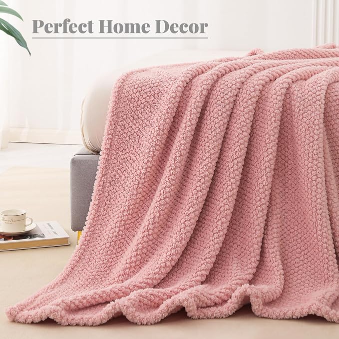Whale Flotilla Soft Fleece King Size Bed Blanket, Pink | 90x104 Inch, Suitable for Bed, Fluffy Fuzzy Jacquard Blankets for All Season, Lightweight and Cozy