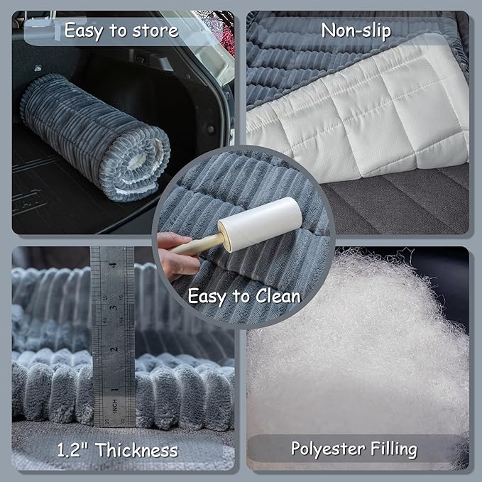 Dog Bed for Car Back Seat, Non-Slip Backseat Pet Bed Mat for Travel, Soft Dog Seat Cover Blanket Washable Couch Protector Fit for Hammock Extenders in Cars, SUVs and Trucks(54"×25" Gray)