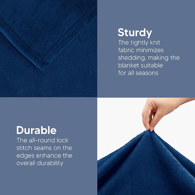 Utopia Bedding Ultra Soft Fleece Bed Blanket Twin Size Navy (60x80 Inches) | Microfiber Plush Warm Lightweight Breathable Cozy Blanket Anti-Static, All Season Use, Gift for Women and Men