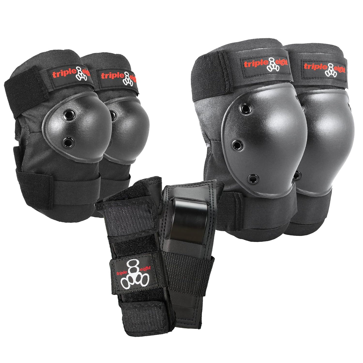 Triple Eight Saver Series Pad Set - Knee, Elbow & Wrist Protection - Medium, Black