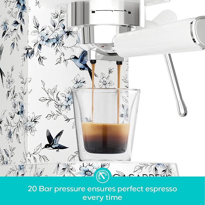 CASABREWS CM5418 Espresso Machine, Espresso Coffee Maker with Milk Frother | Stainless Steel, 20-Bar Pump, Built-in Pressure Gauge, Powerful Steam Wand for Cappuccino Latte for Home, 34oz Water Tank