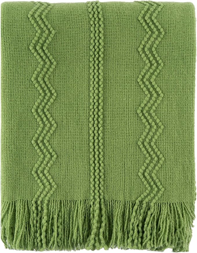BATTILO HOME Moss Green Throw Blanket for Couch, Spring Decorative Green Blankets for Sofa, Spring Throw Blanket, 50"x60"
