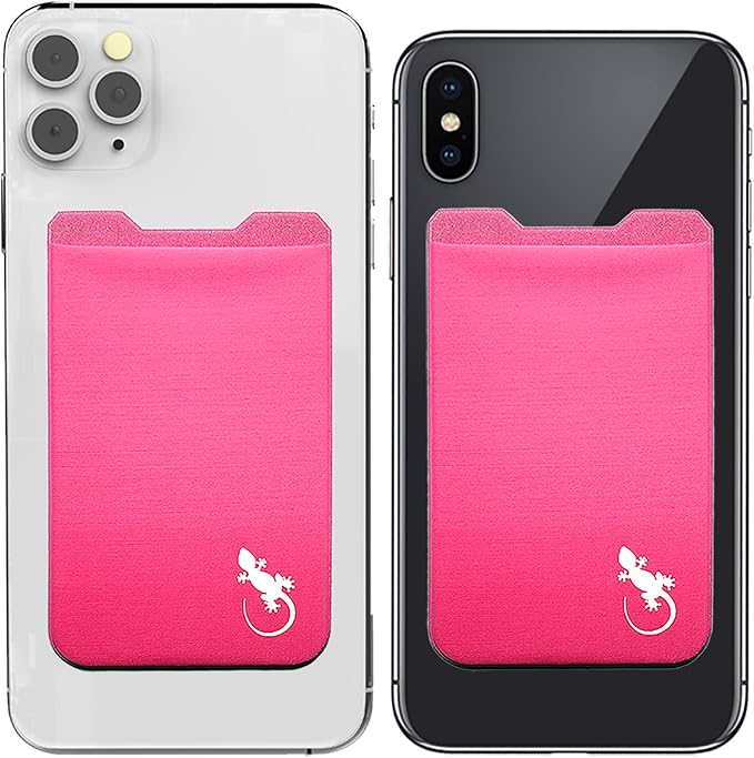 Phone Wallet - Adhesive Card Holder - Cell Phone Pouch - Stick on Lycra Pocket by Gecko - Carry Credit Cards and Cash