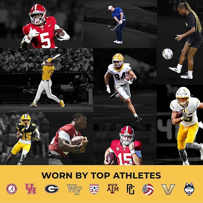 VKTRY Gold for Cleated Shoes - Carbon Fiber Performance Insoles Customized Athletic Inserts for Football, Baseball, Soccer, Golf, Lax & More | Run Fast, Jump High, US M9-9.5, W11-11.5, 121-170lb