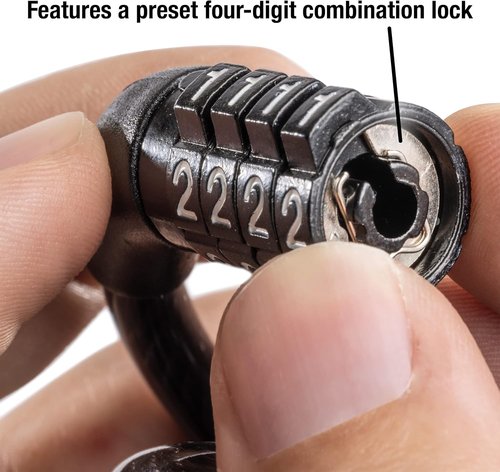 Master Lock Bike Lock Cable - Durable Combination Security | Black, 8143D