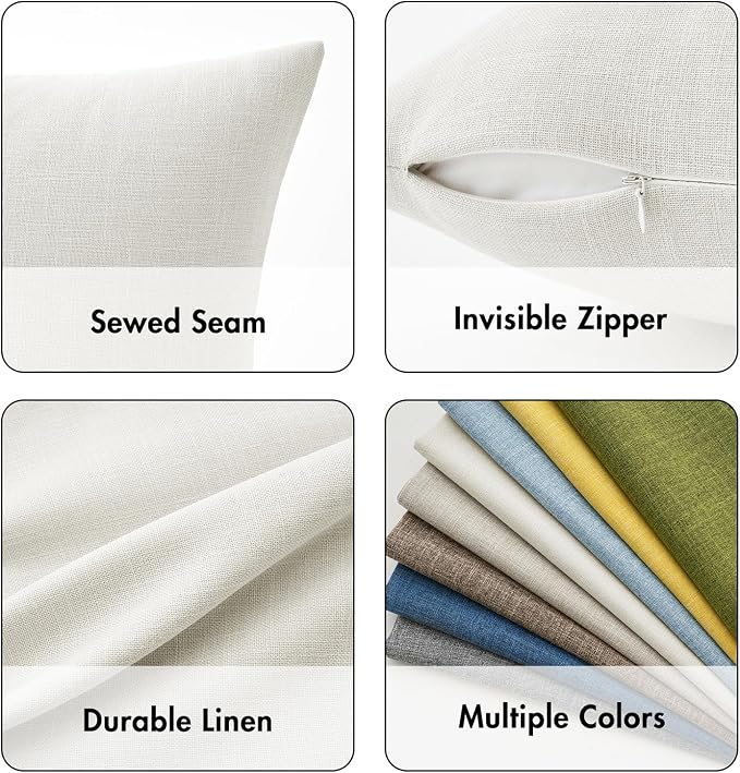 MIULEE Pack of 2 Decorative Linen Burlap Pillow Covers Farmhouse Boho Accent Pillowcases Modern Home Decor for Couch Sofa Bedroom Living Room 18x18 Inch Gray White