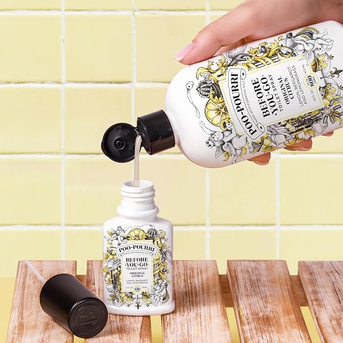Poo-Pourri Before-You-Go Toilet Spray, Lavender Vanilla, 4 Fl Oz, Up to 200 Uses, Bathroom Odor Deodorizer, Plant-Based with Essential Oils, for Home or Work, Lavender, Vanilla and Citrus Scent