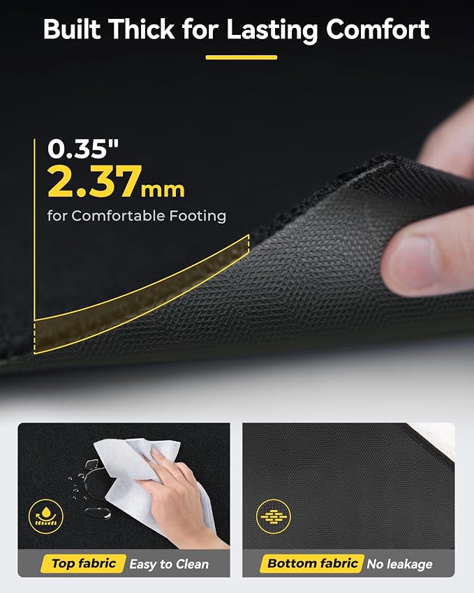 3W Floor Mats & Front Carpet for Ford Super Duty Crew Cab F-250 & F-350 & F-450 & F-550 (2017-2024 2025), All-Weather Storage TPE 1st & 2nd Row Liners, Bucket Seat Compatible, Not for Vinyl Floor