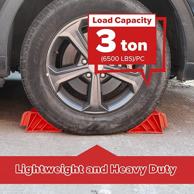 Donext Wheel Chocks Rubber Heavy Duty, Tire Chocks for Travel Trailers, RV, Camper, and Trucks 2-Pack, Red
