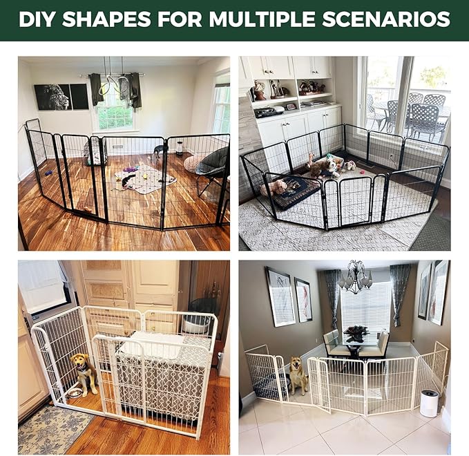FXW Homeplus Unleashed Indoor Dog Playpen - Stress-Free and Safe Play, Heavy Duty 40 Inch 12 Panels Dog Pen for Medium and Large Dogs, Black│Patented