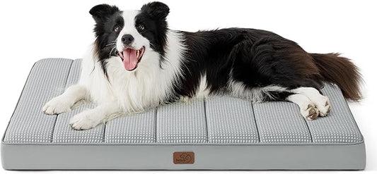 Bedsure Cooling Dog Bed Large Sized Dog - Large Comfy Flat Puppy Beds with Removable Washable Cover, Orthopedic Egg Crate Foam Pet Mat, Suitable for Pet Up to 50 lbs