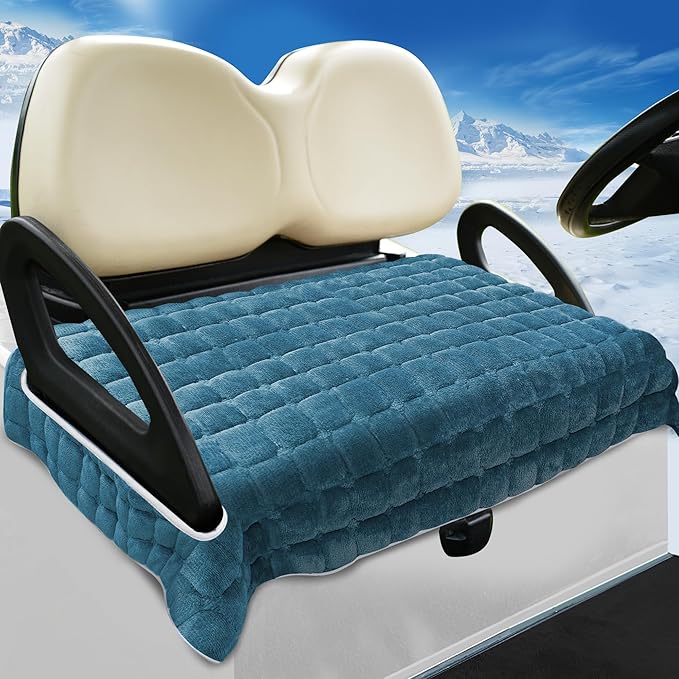 YOKYHOM Golf Cart Seat Covers, Supreme Comfort Golf Cart Seat Towel Blanket, Heavyweight Deep-Pile, Fits EZGO, Yamaha, Club Car and More 2-Seat Carts, 50"x 27.5", Dark Blue