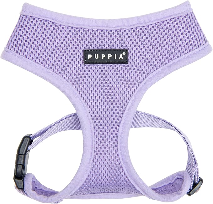 Puppia Soft Dog Harness No Choke Over-The-Head Triple Layered Breathable Mesh Adjustable Chest Belt and Quick-Release Buckle, Violet, X-Small