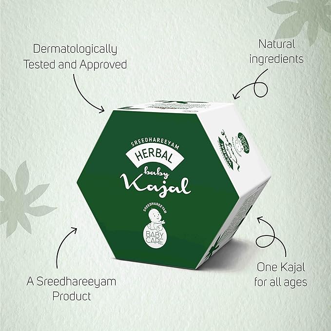 Herbal Baby Kajal for New Born - From Renowned Eye Hospital, Authentic for Babies and Adults with Gooseberry, Sahadevi, Yashtimadhu and Castor Oil, Matte Black Finish