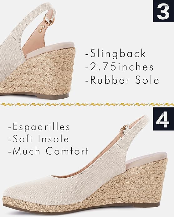 Juliet Holy Womens Wedge Sandals Espadrilles Closed Toe Slingback Buckle Strap Comfortable Casual Summer Wedges Shoes