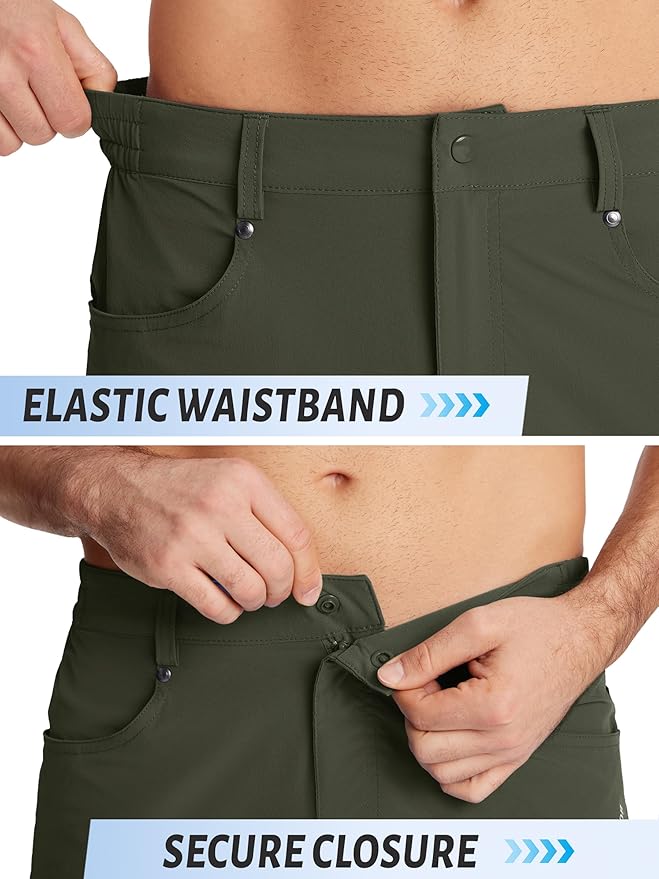 TACVASEN Men's Hiking Cargo Shorts 10" with Zipper Pockets Quick Dry Casual Stretch Golf Work Short Outdoor Summer