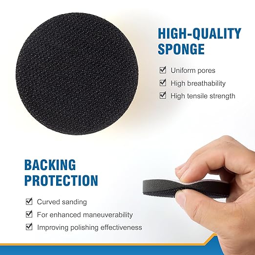 S SATC 3 Inch Hook and Loop Sanding Pad for Sanding Disc with 1/4 Inches Drill Sanding Attachment and Foam Sanding Pads for Polish Wood Metal Glass, 5 Packs