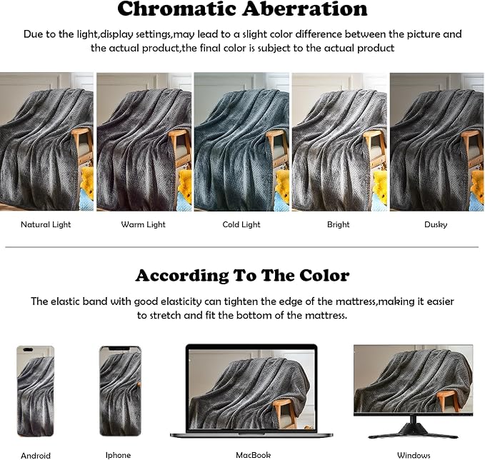 NEWCOSPLAY Fleece Leaves Pattern Queen Blanket, Dark Grey, 90"x90" | Super Soft Throw Blanket, Lightweight Cozy Bed Sofa Blanket, Premium Silky Flannel Fleece, Travel Blanket for All Season Use