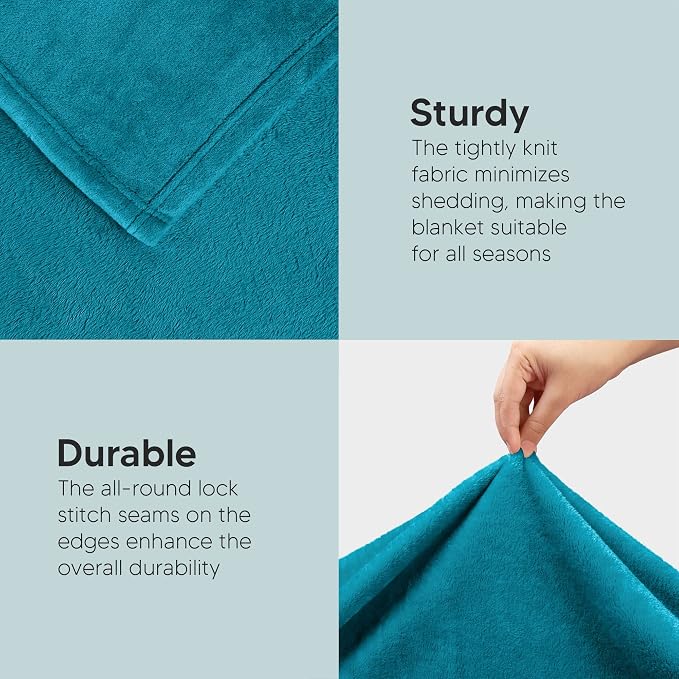 Utopia Bedding Soft Fleece Bed Blanket Full Size Turquoise (90x84 Inch) | Microfiber Plush Warm Lightweight Breathable Cozy Blanket Anti-Static, All Season Use, Gift for Women and Men