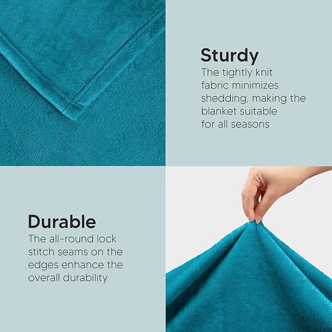 Utopia Bedding Soft Fleece Bed Blanket Throw Size Turquoise (50x60 Inch) | Microfiber Plush Warm Lightweight Breathable Cozy Blanket Anti-Static, All Season Use, Gift for Women and Men