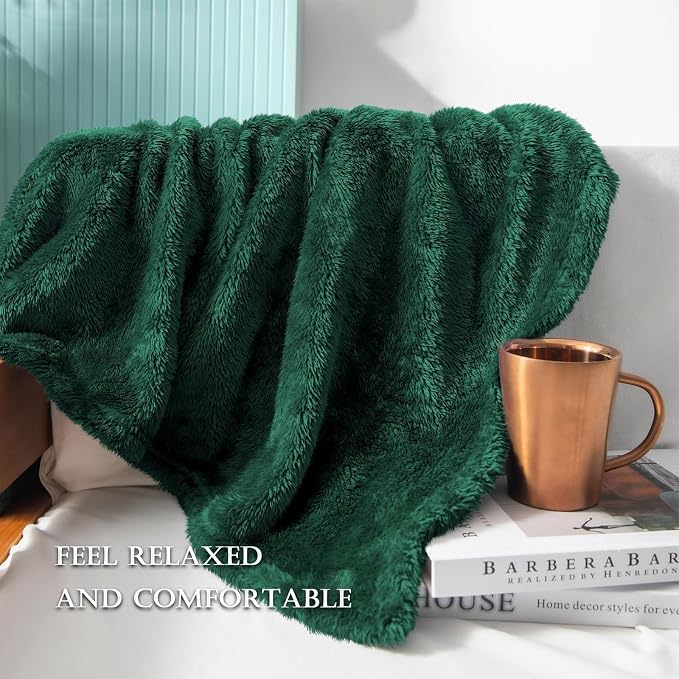 Exclusivo Mezcla Fuzzy Plush Fleece Bed Blanket Twin XL Size, Forest Green | 90x66 Inches, Super Soft and Cozy Bed Blanket, Fluffy Blanket for Bed, College Dorm Room Essentials, All Season