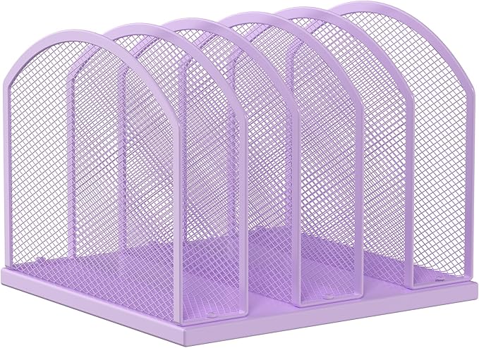 Gawerk 5-Section Vertical Desktop Organizer, 6-Section Mesh File Folder Stand Sorter for Office Home Classroom Organization
